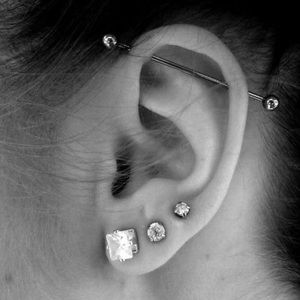 Silver Bar piercing earring